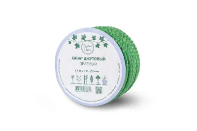 Канат джутовый ДТ тросовой свивки d.   6 мм зеленый в отрезках по 15 м (ЦН)