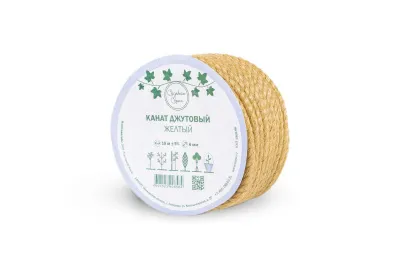 Канат джутовый ДТ тросовой свивки d.   6 мм желтый в отрезках по 15 м (ЦН)